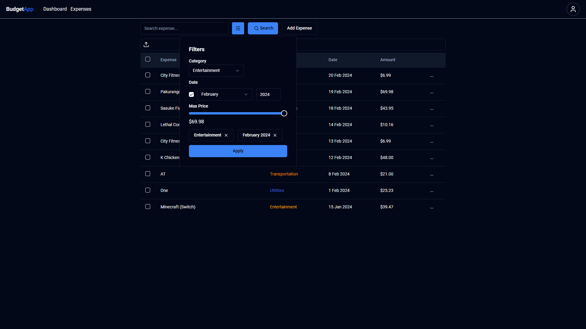 Spendings Page